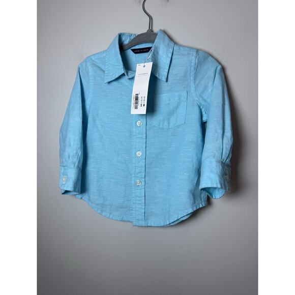 Jamie & Jack Linen Roll-Cuff Shirt Radiance Blue 6-12 Months NWT - Picture 2 of 13